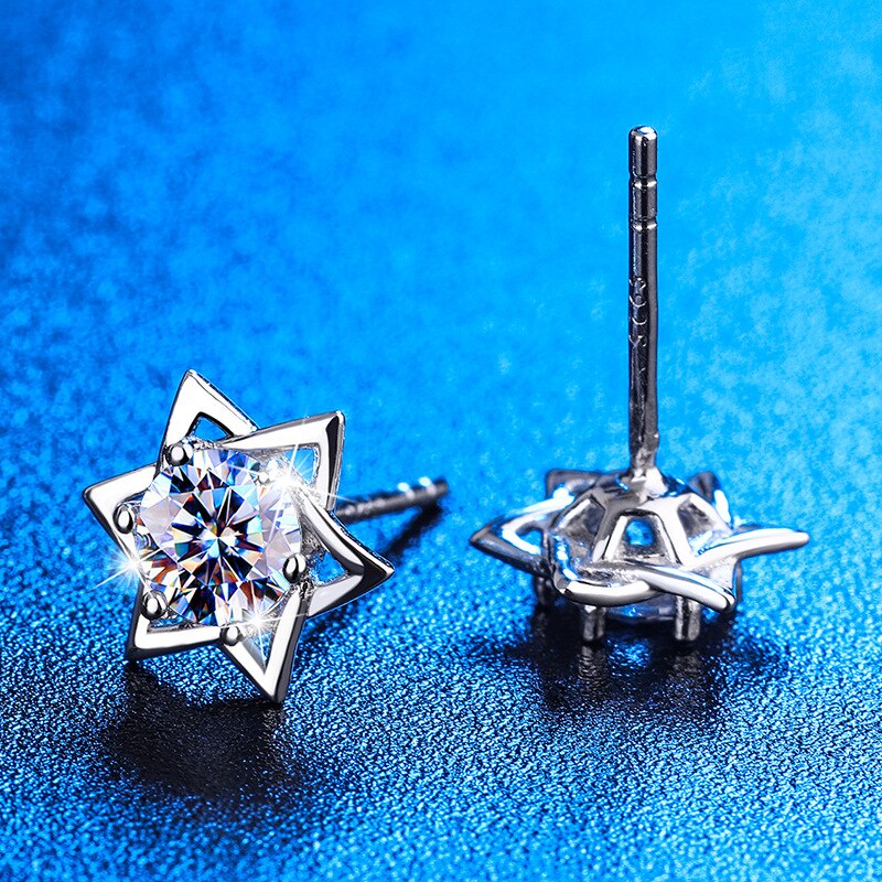 Shinny Hexagram Moissanite Stud Earrings