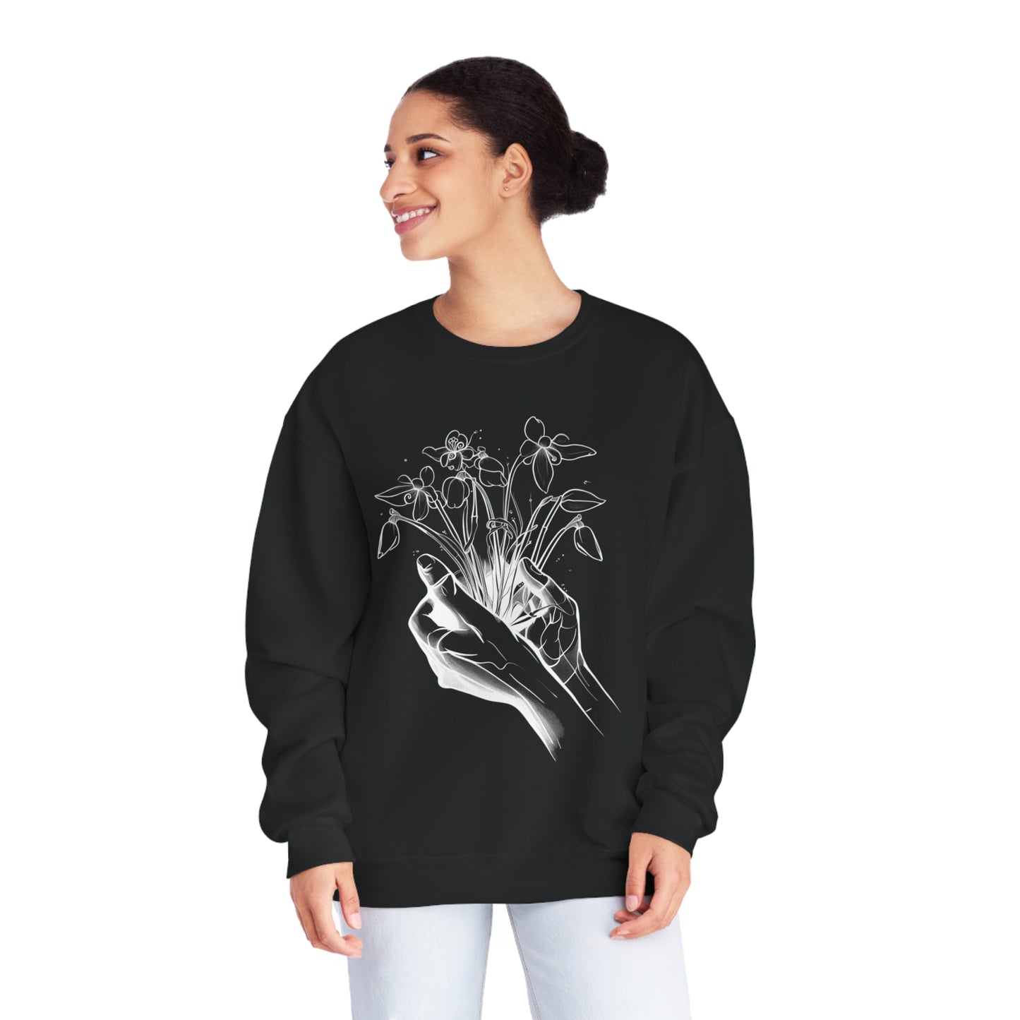 Hands holding flowers Unisex NuBlend® Crewneck Sweatshirt