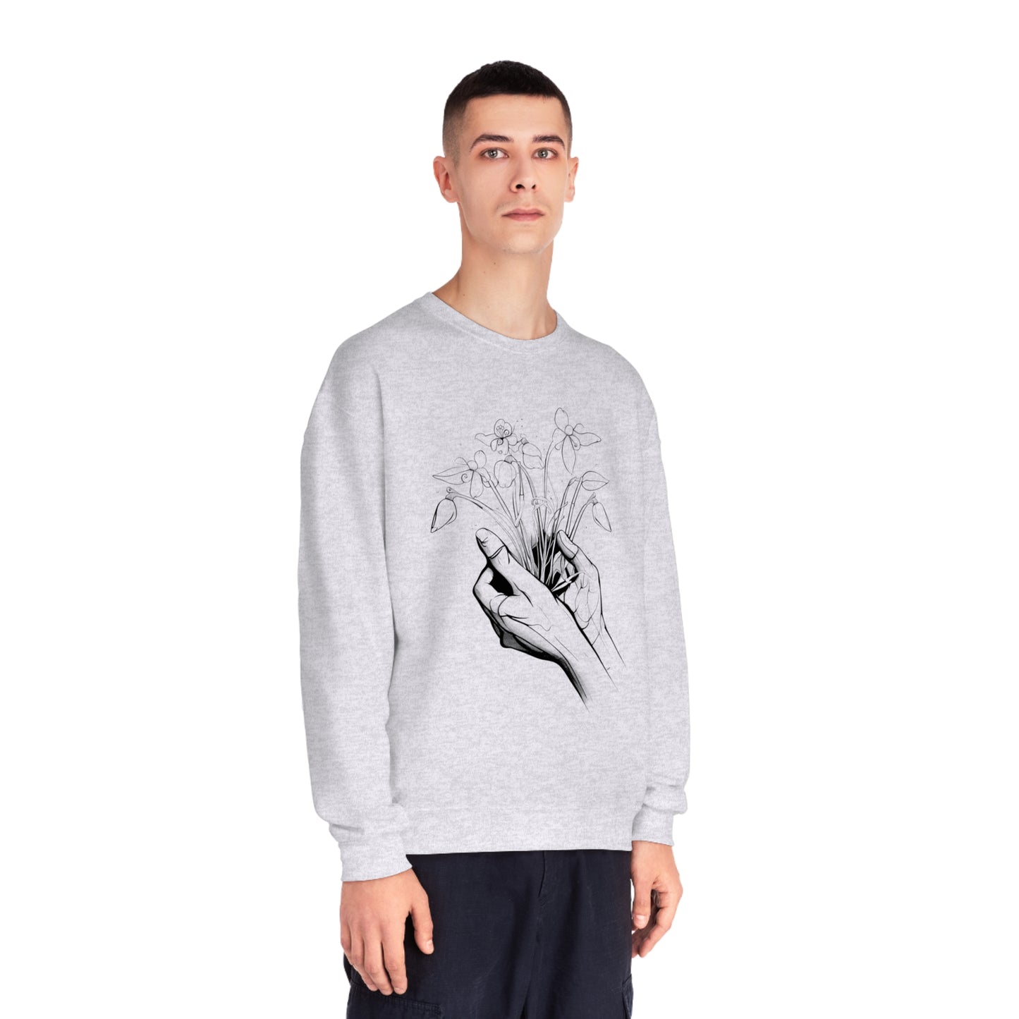 Hands holding flowers Unisex NuBlend® Crewneck Sweatshirt