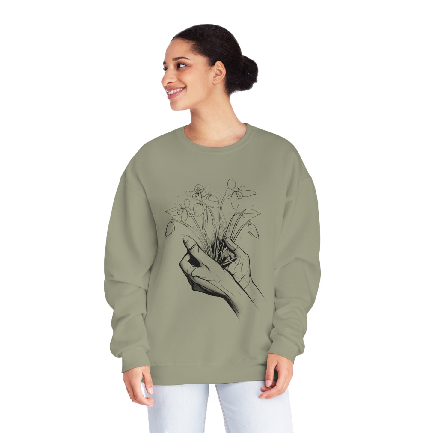 Hands holding flowers Unisex NuBlend® Crewneck Sweatshirt