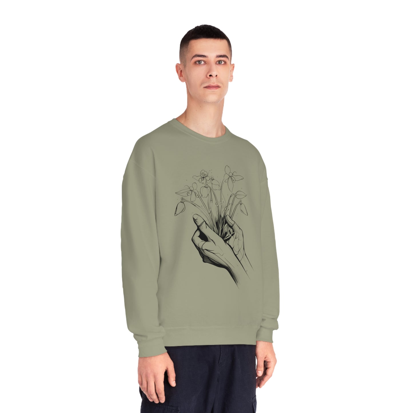 Hands holding flowers Unisex NuBlend® Crewneck Sweatshirt