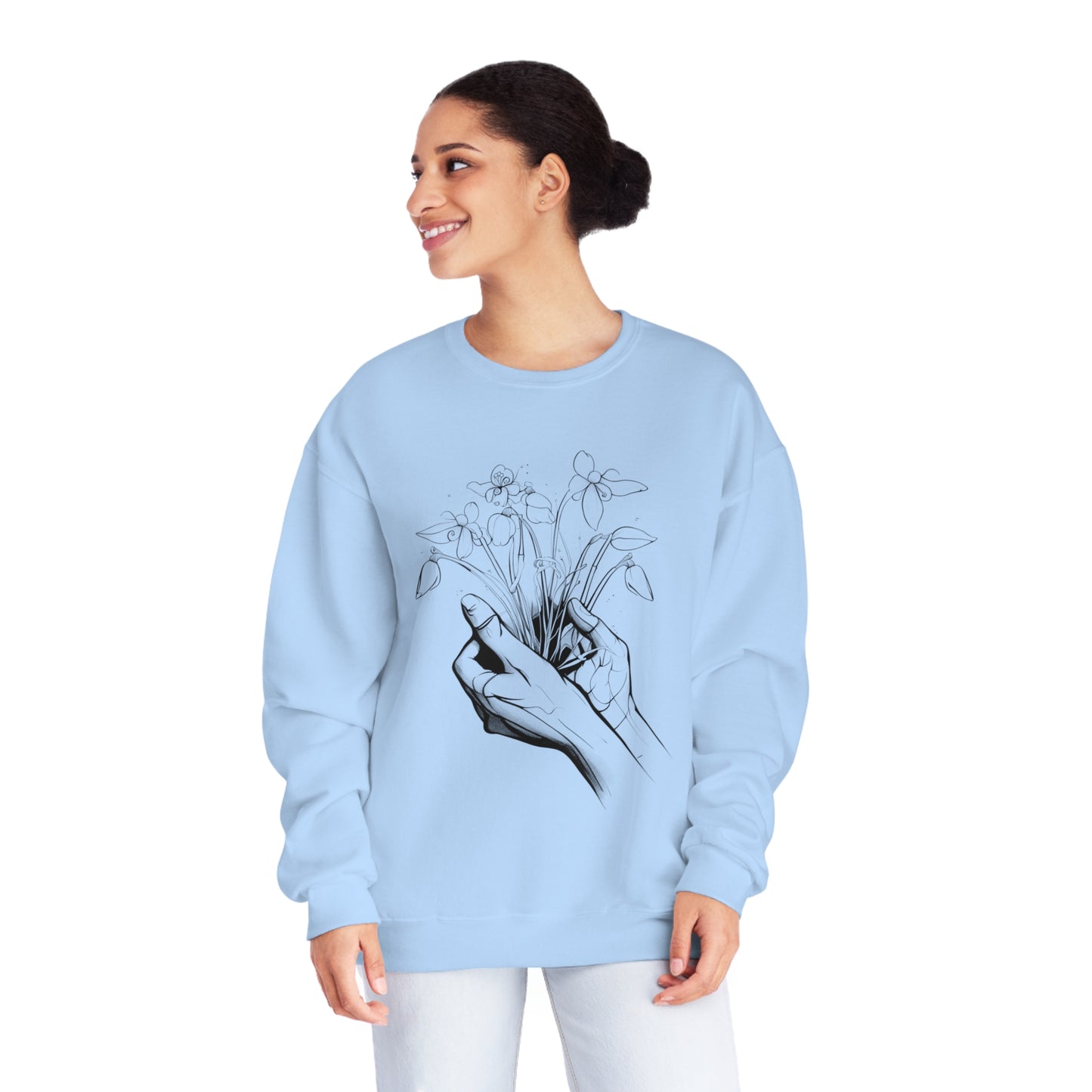 Hands holding flowers Unisex NuBlend® Crewneck Sweatshirt