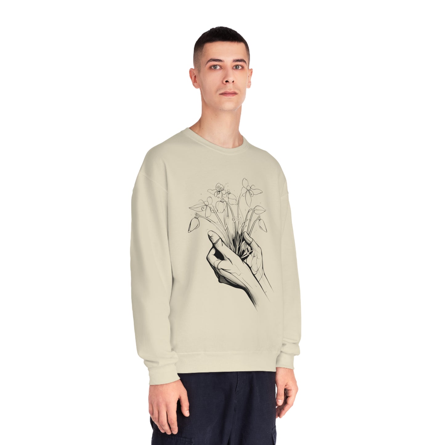 Hands holding flowers Unisex NuBlend® Crewneck Sweatshirt