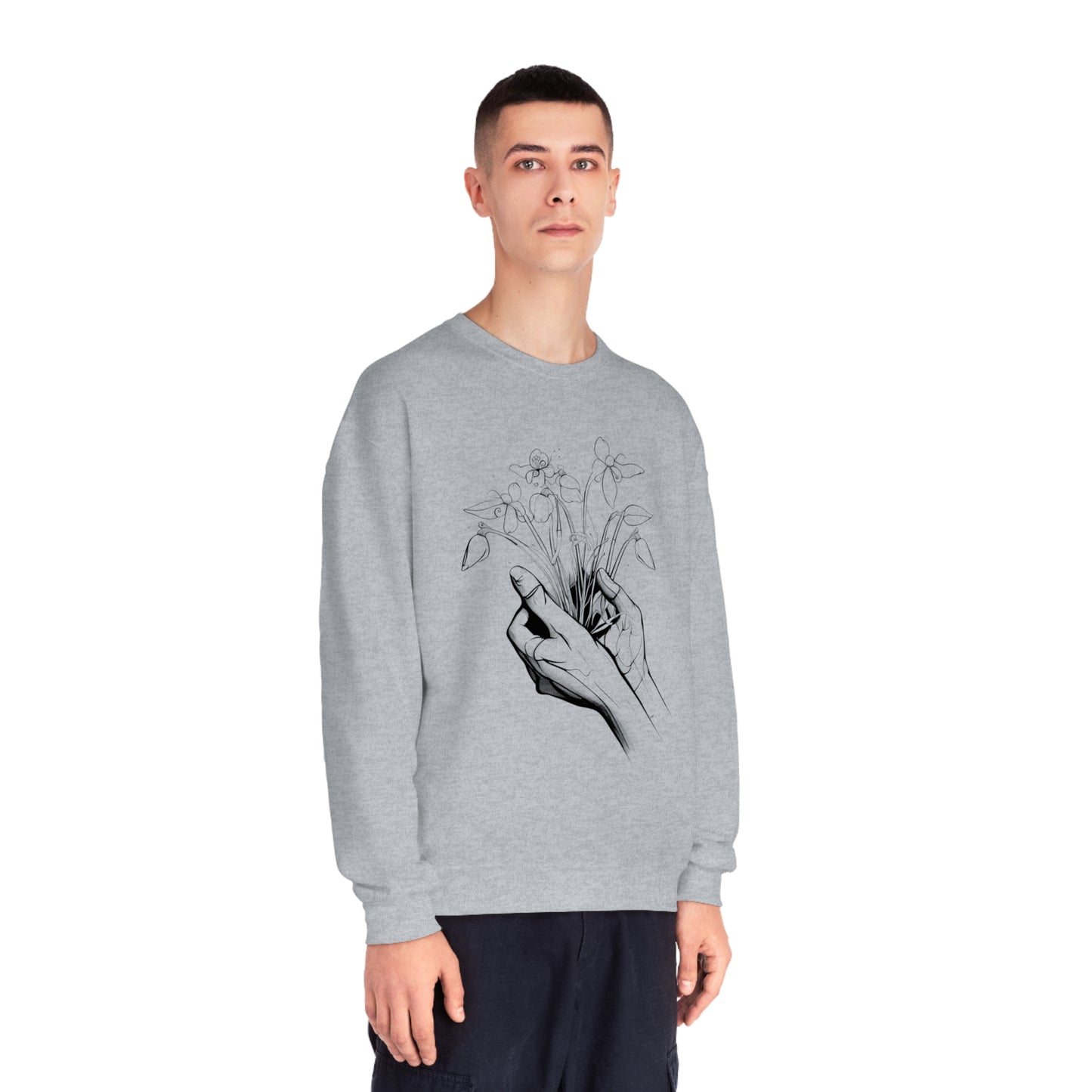 Hands holding flowers Unisex NuBlend® Crewneck Sweatshirt