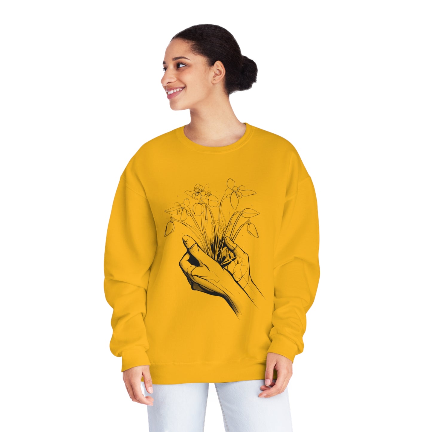 Hands holding flowers Unisex NuBlend® Crewneck Sweatshirt