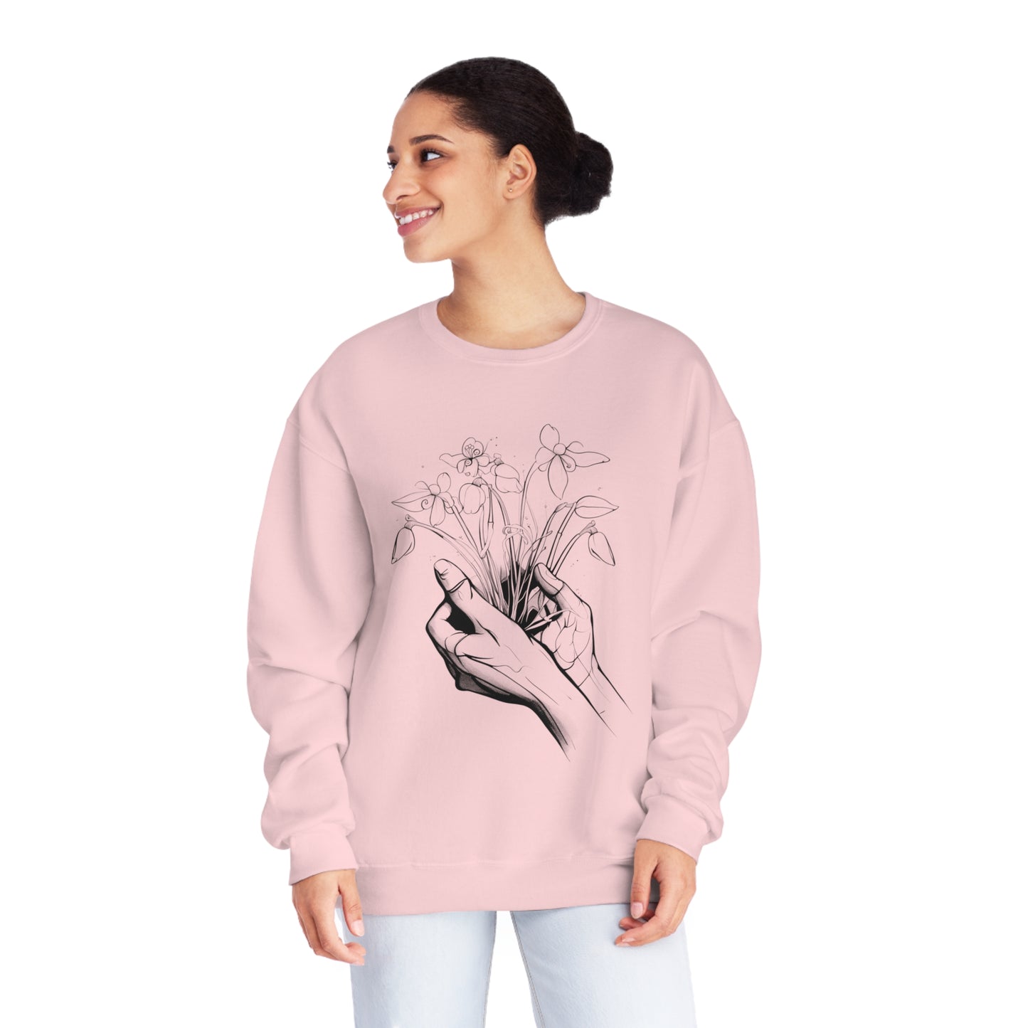 Hands holding flowers Unisex NuBlend® Crewneck Sweatshirt