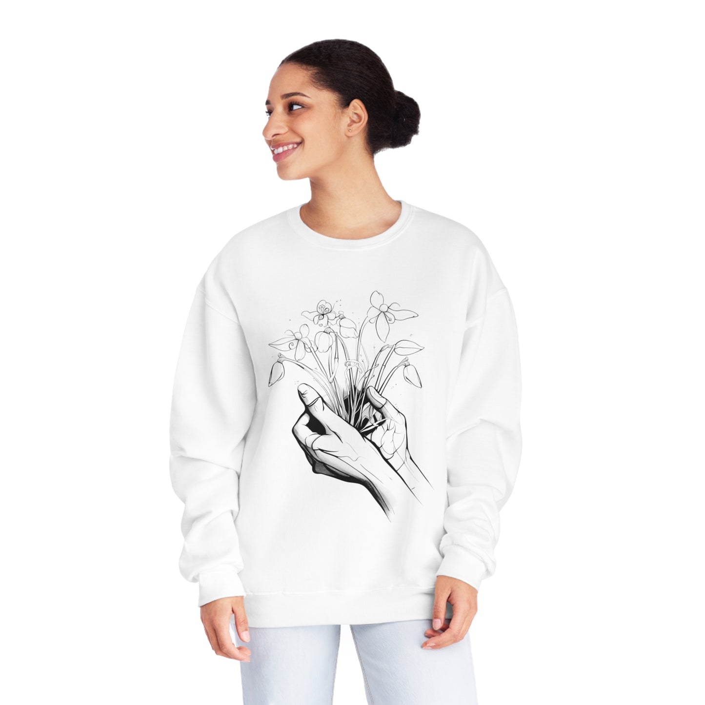 Hands holding flowers Unisex NuBlend® Crewneck Sweatshirt