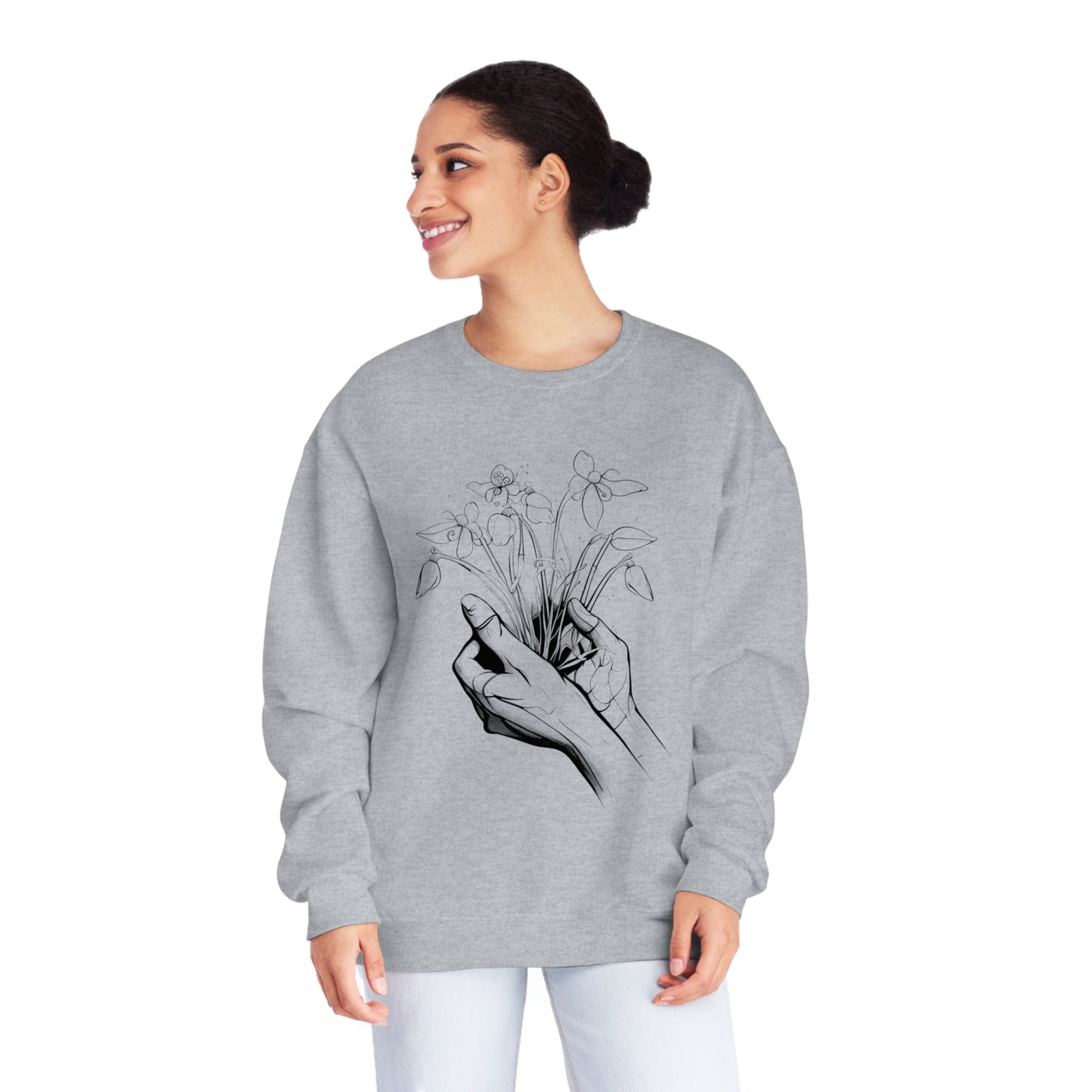 Hands holding flowers Unisex NuBlend® Crewneck Sweatshirt