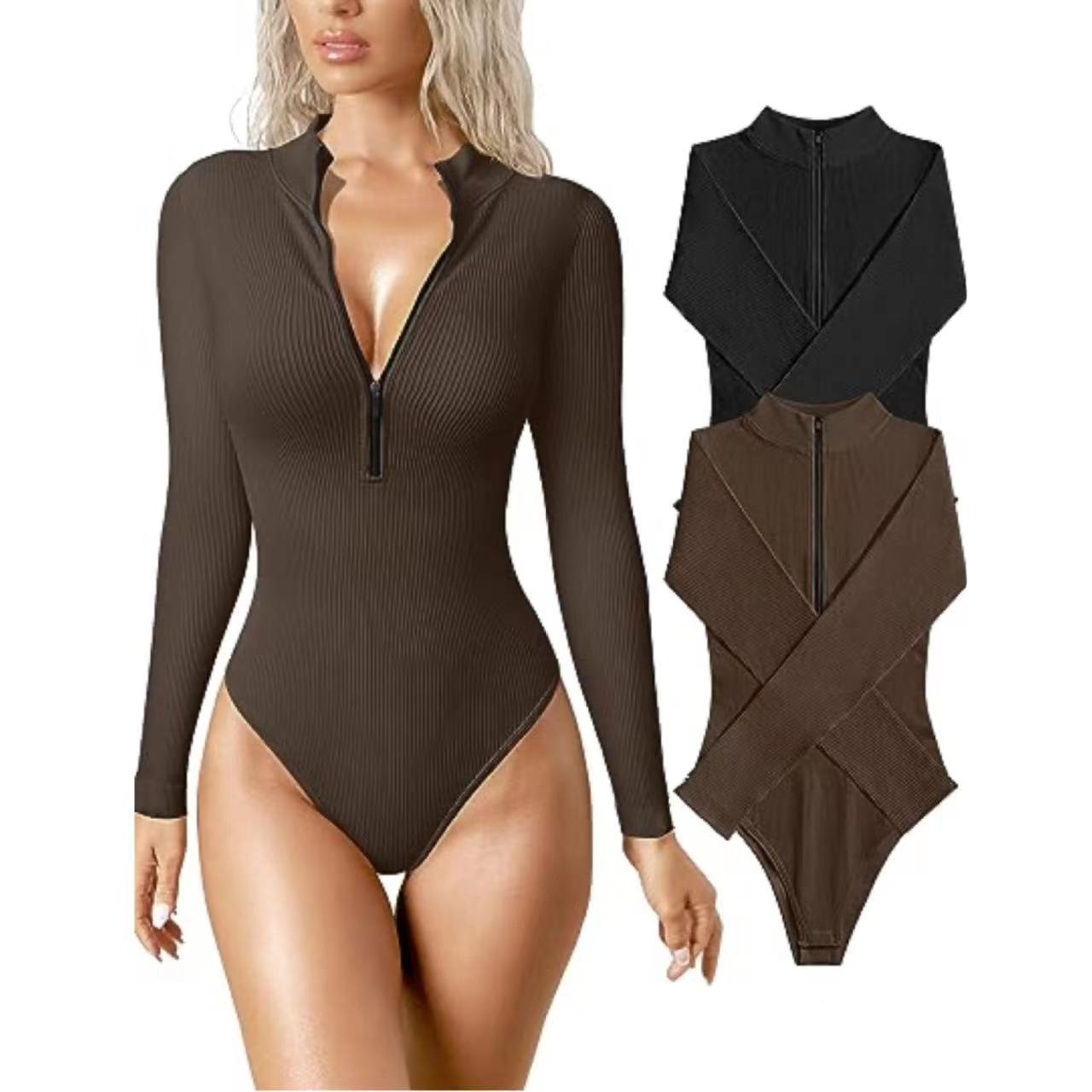 Women's Fashion Long-sleeve Zipper Jumpsuit