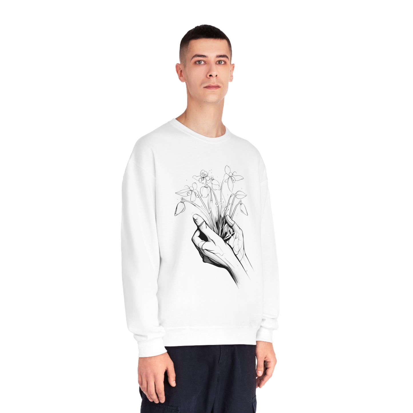 Hands holding flowers Unisex NuBlend® Crewneck Sweatshirt