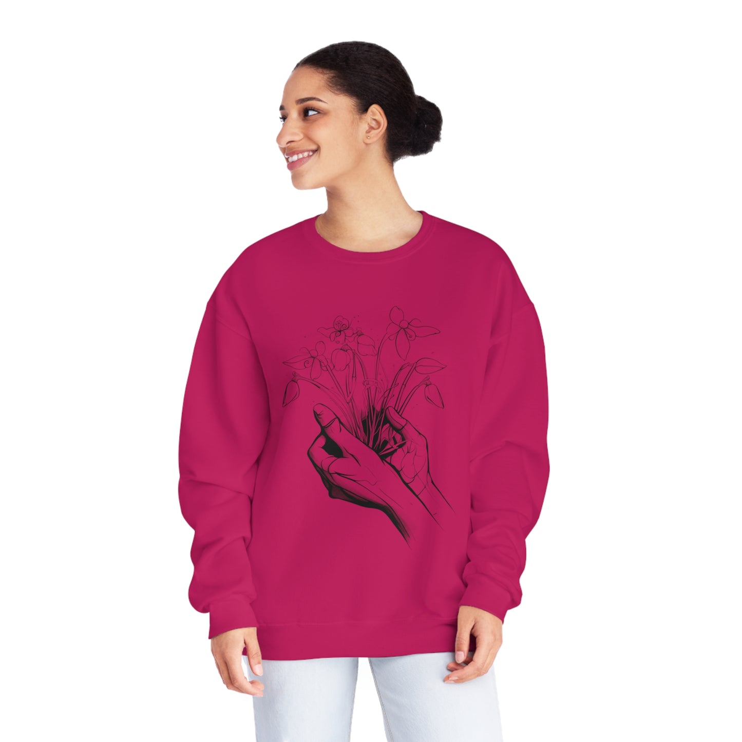 Hands holding flowers Unisex NuBlend® Crewneck Sweatshirt