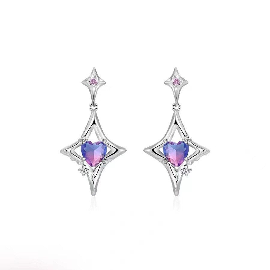 Sweet Cool Stud Purple Earrings